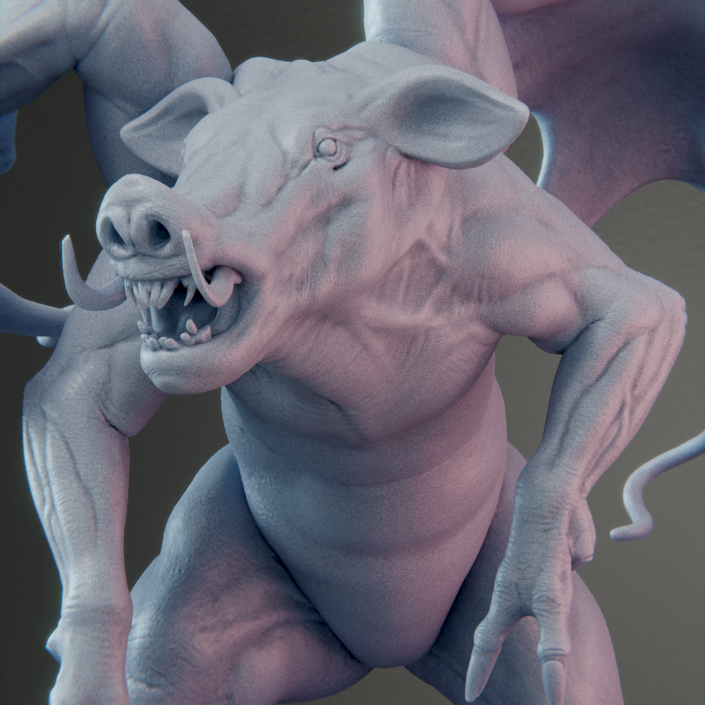 015A | Grim Hog | Swine Plague | Resin Print